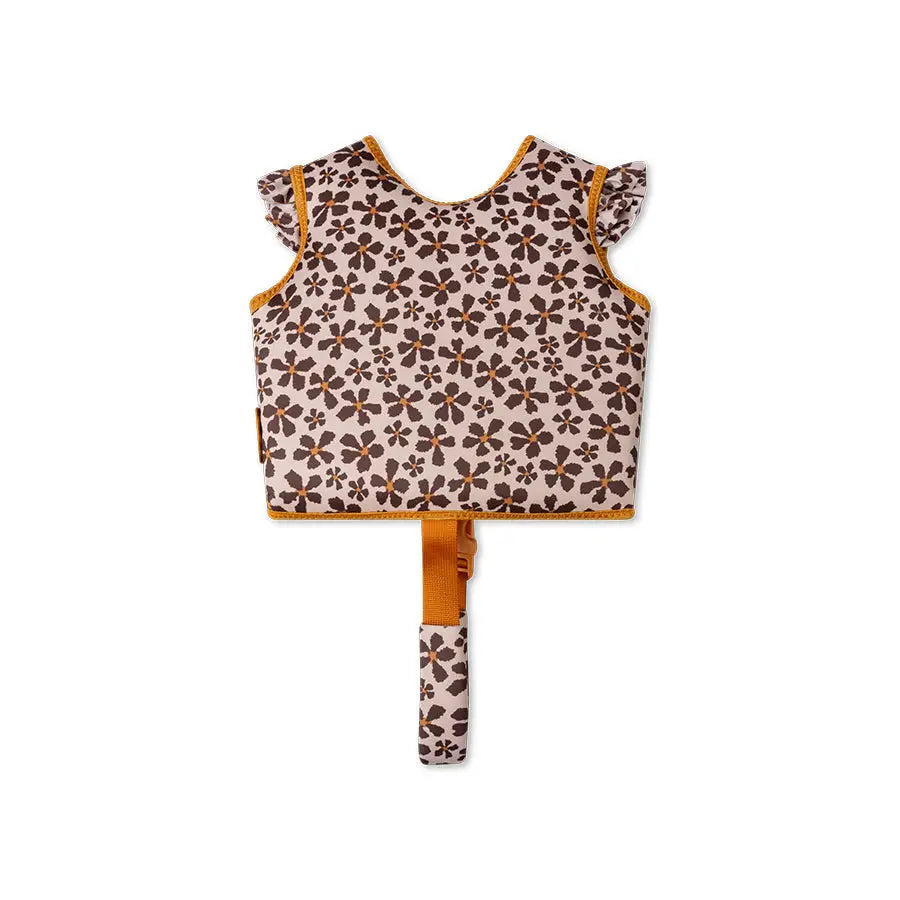 gilet de natation orange fleurs sauvage - swim essentials