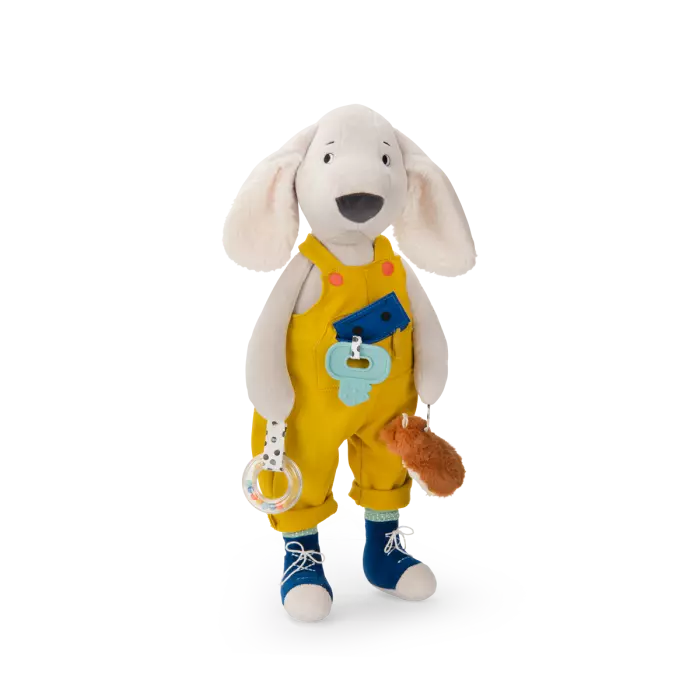 Grande peluche chien Puce d'activités puce & pilou - Moulin roty