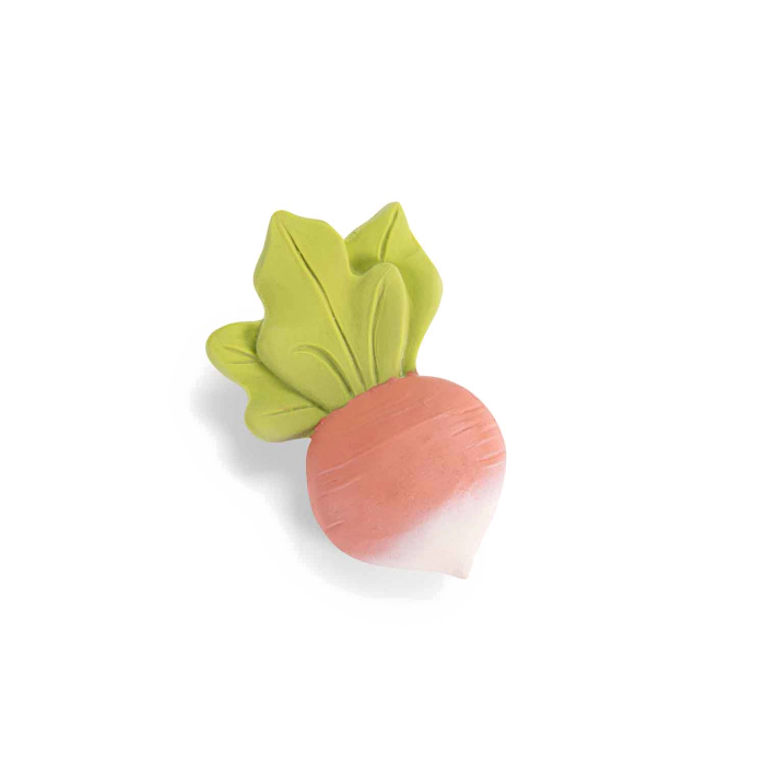 Jouet radis de dentition en caoutchouc naturel trois petits lapins - moulin roty