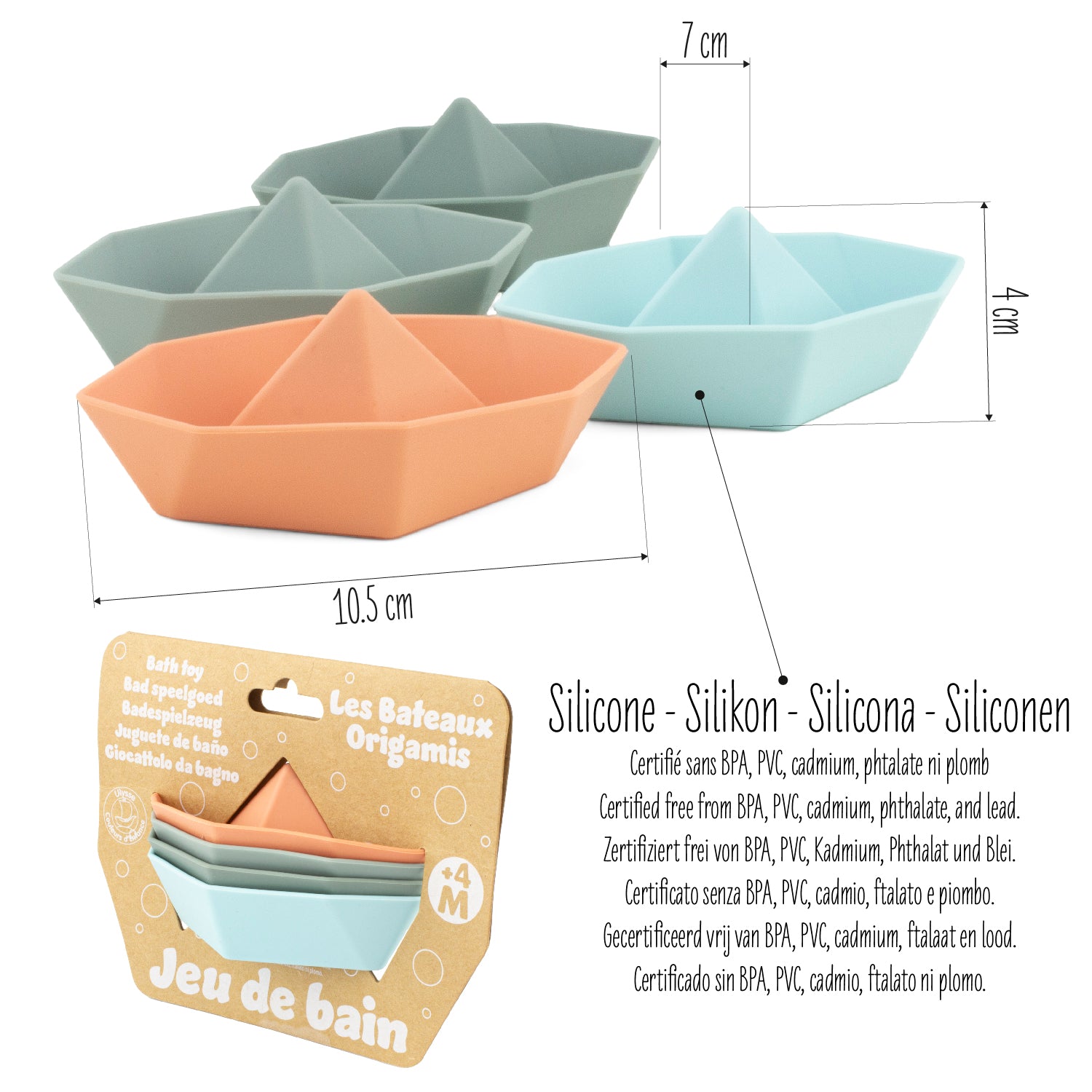 Bateaux en silicone origamis - ULysse couleurs d'enfance