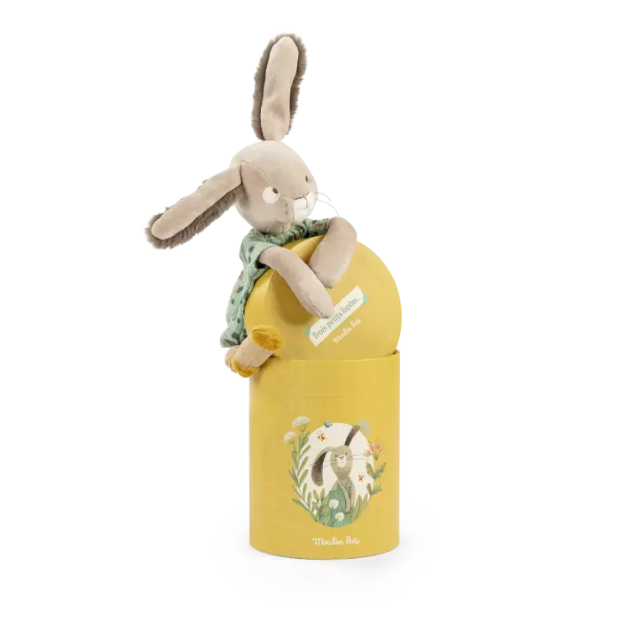 Peluche lapin sauge en boite trois petits lapins - Moulin roty