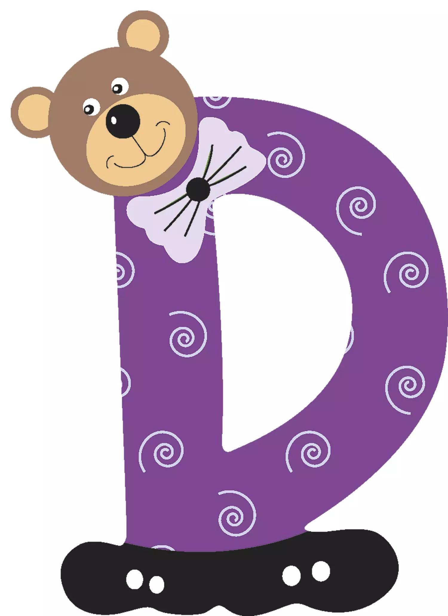 Lettre D de porte en bois - Ulysse couleurs d'enfance