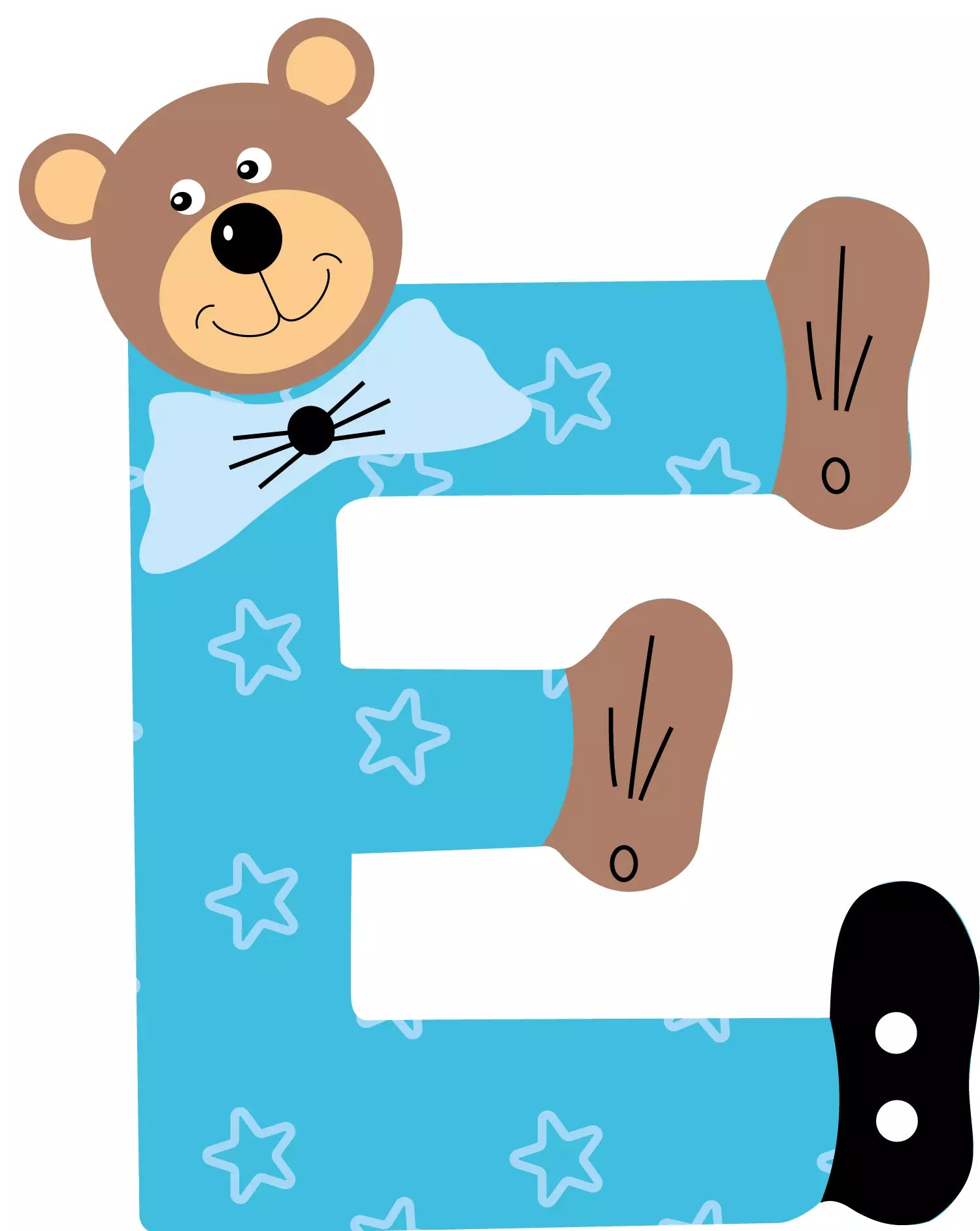 Lettre E de porte en bois - Ulysse couleurs d'enfance