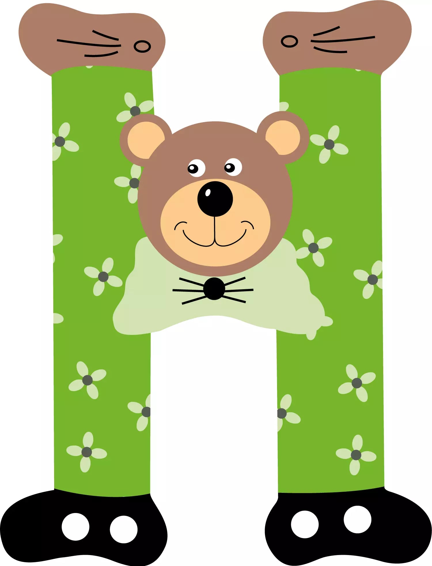 Lettre H de porte en bois - Ulysse couleurs d'enfance