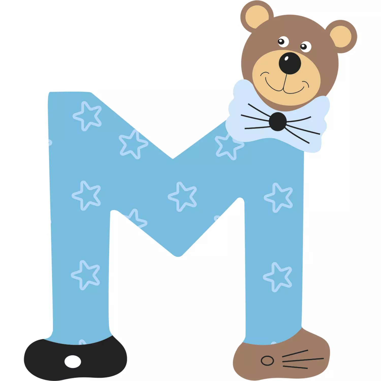 Lettre M de porte en bois - Ulysse couleurs d'enfance