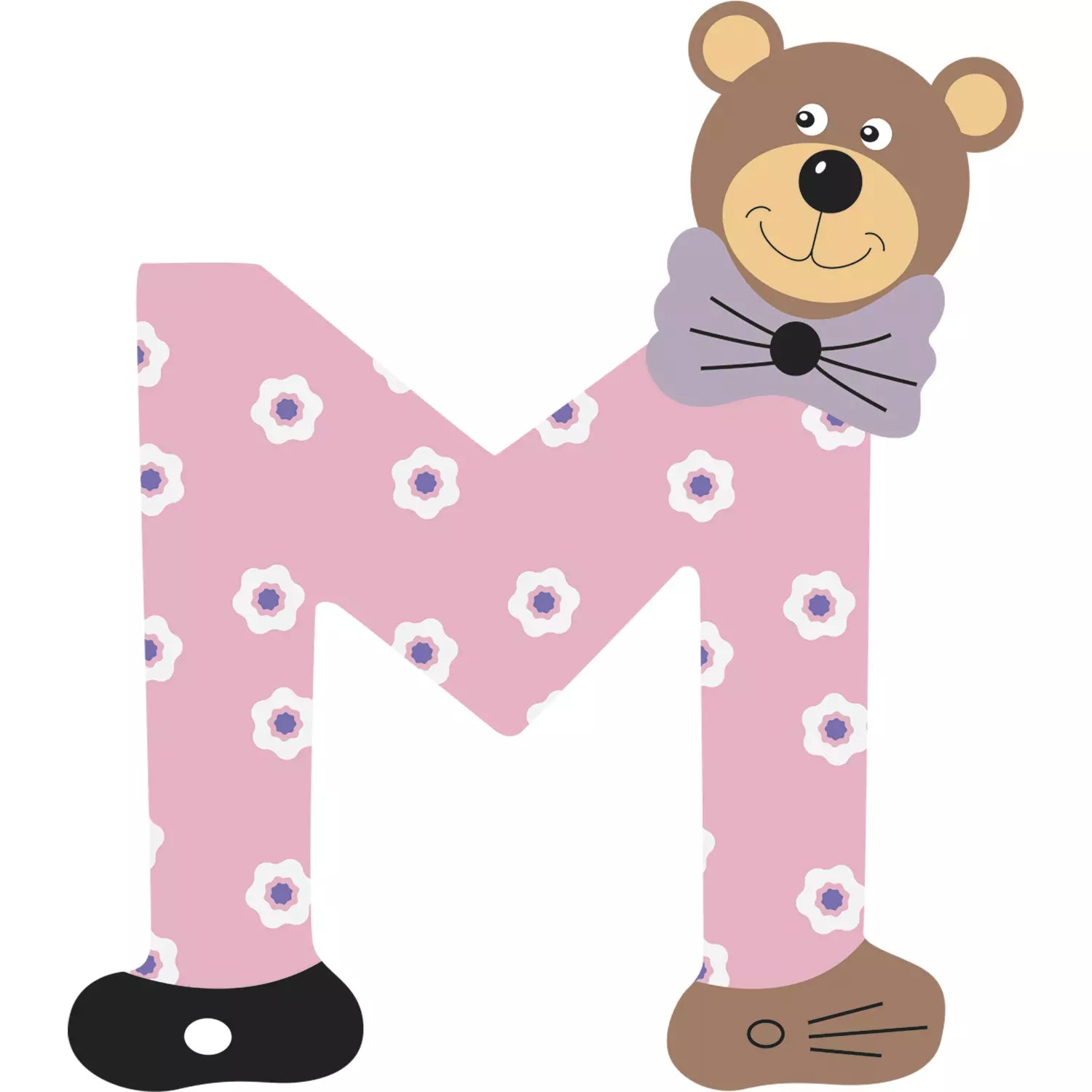 Lettre M de porte en bois - Ulysse couleurs d'enfance