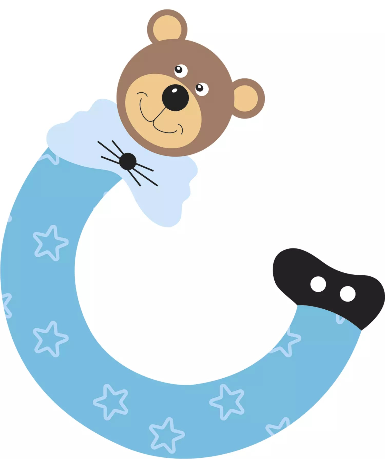 Lettre C de porte en bois - Ulysse couleurs d'enfance