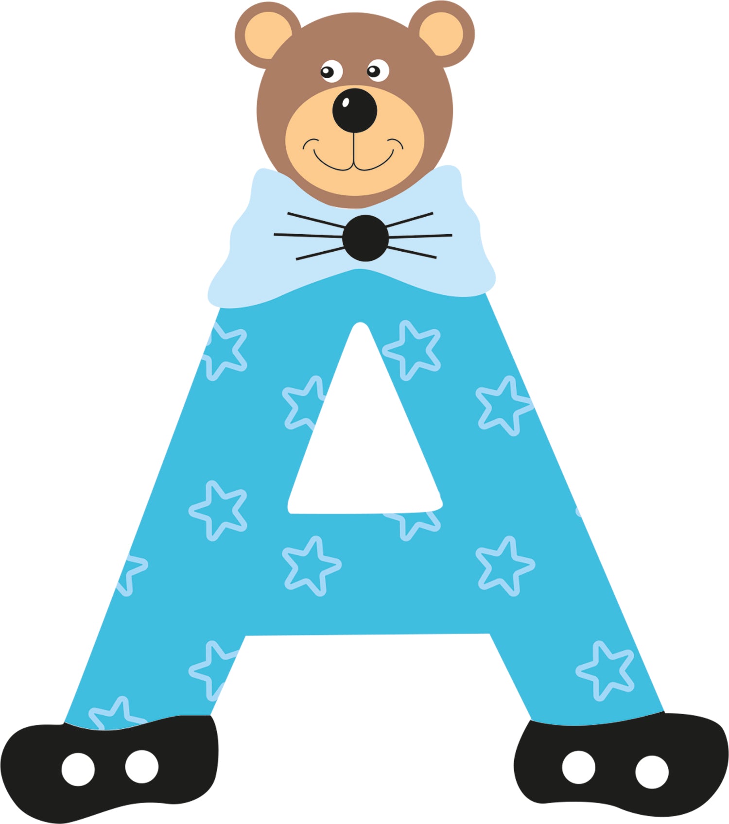 Lettre A de porte en bois - Ulysse couleurs d'enfance