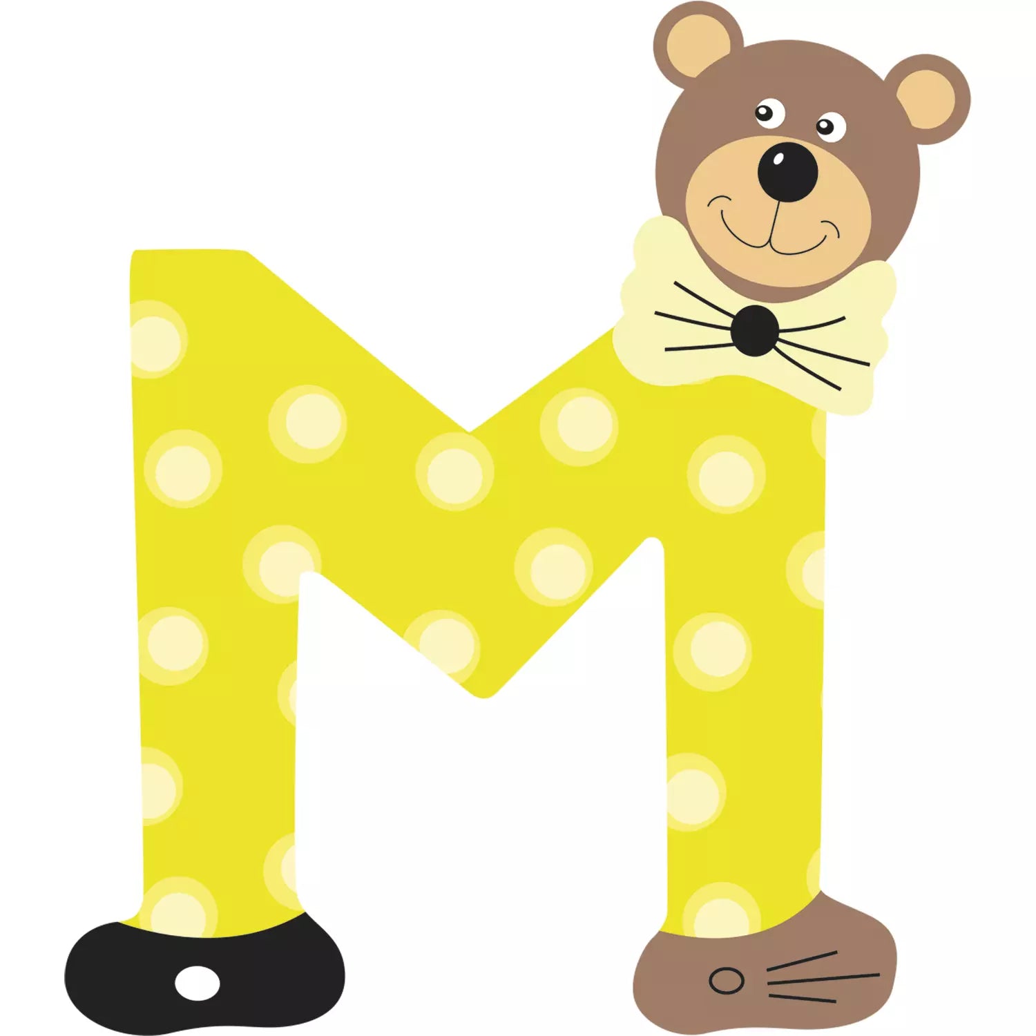 Lettre M de porte en bois - Ulysse couleurs d'enfance