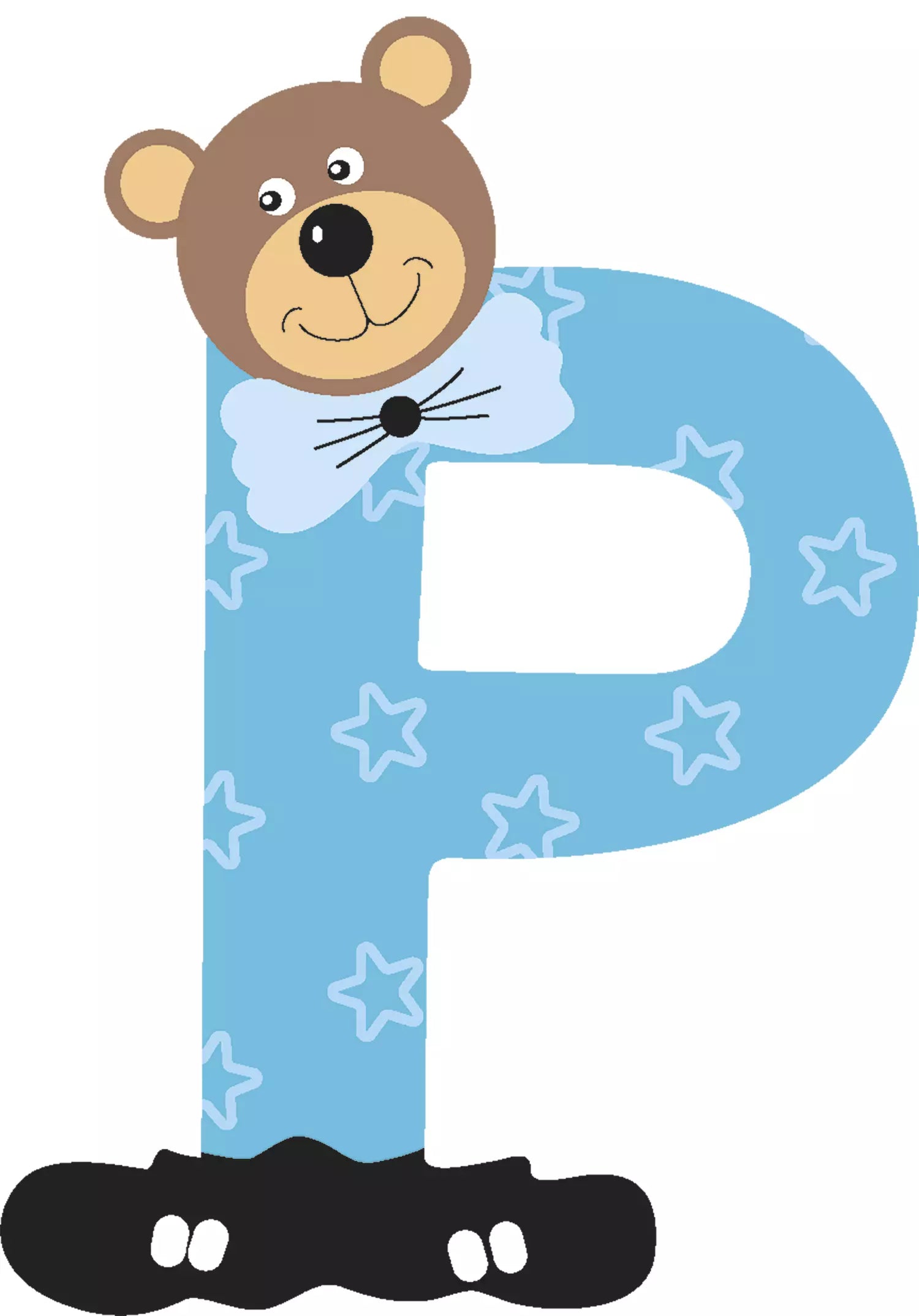 Lettre P de porte en bois - Ulysse couleurs d'enfance