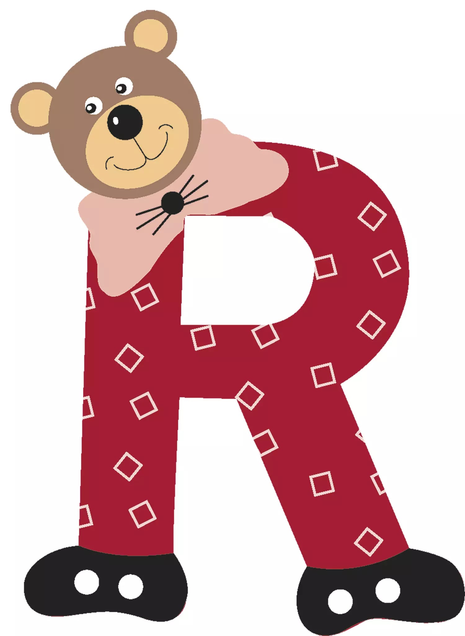 Lettre R de porte en bois - Ulysse couleurs d'enfance