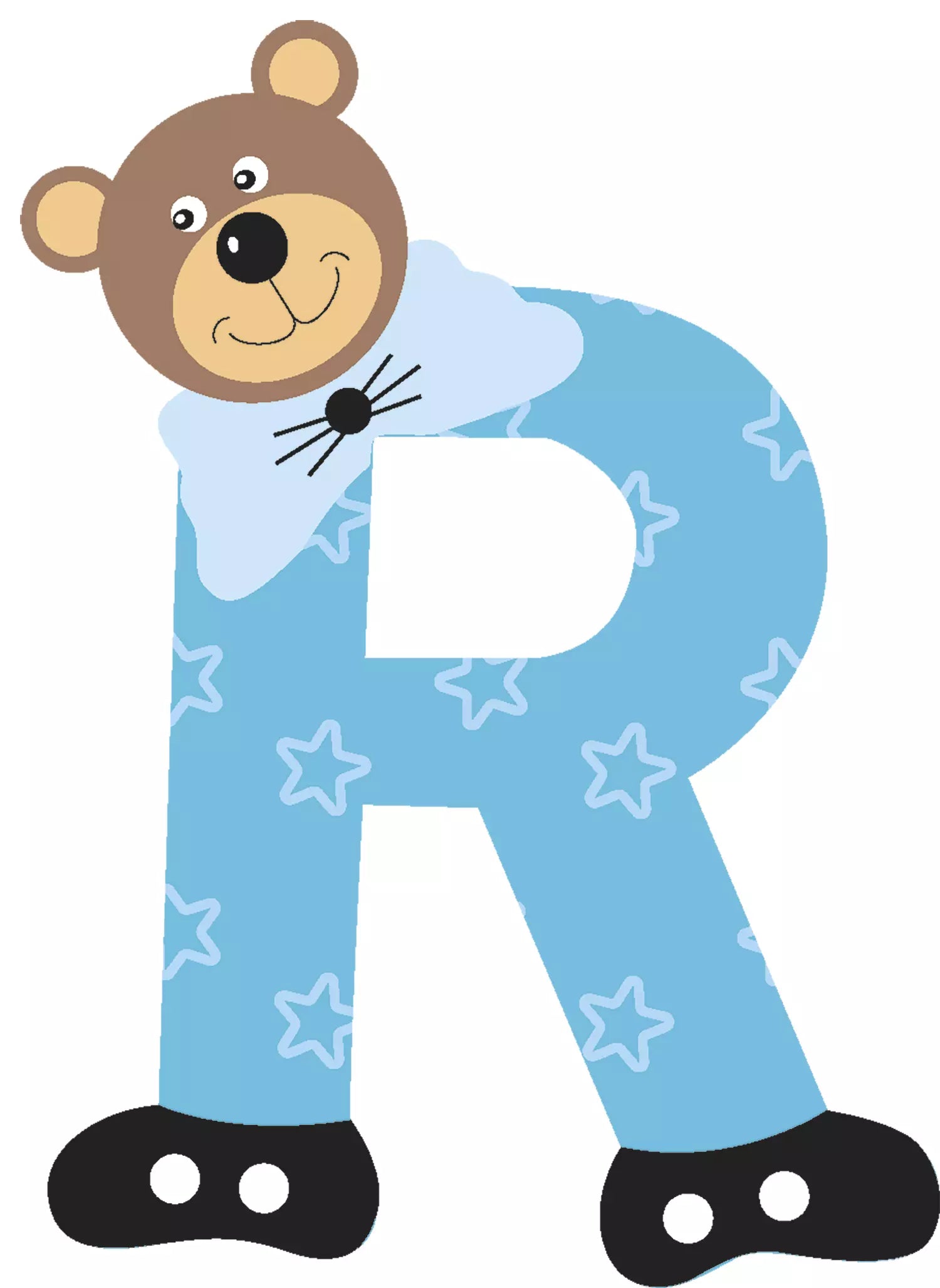 Lettre R de porte en bois - Ulysse couleurs d'enfance