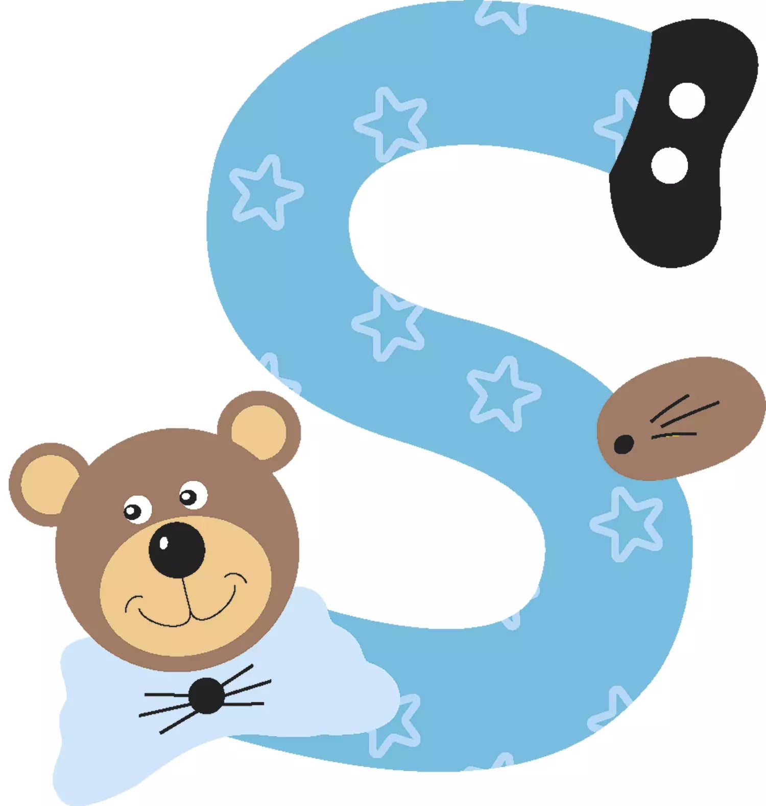 Lettre S de porte en bois - Ulysse couleurts d'enfance