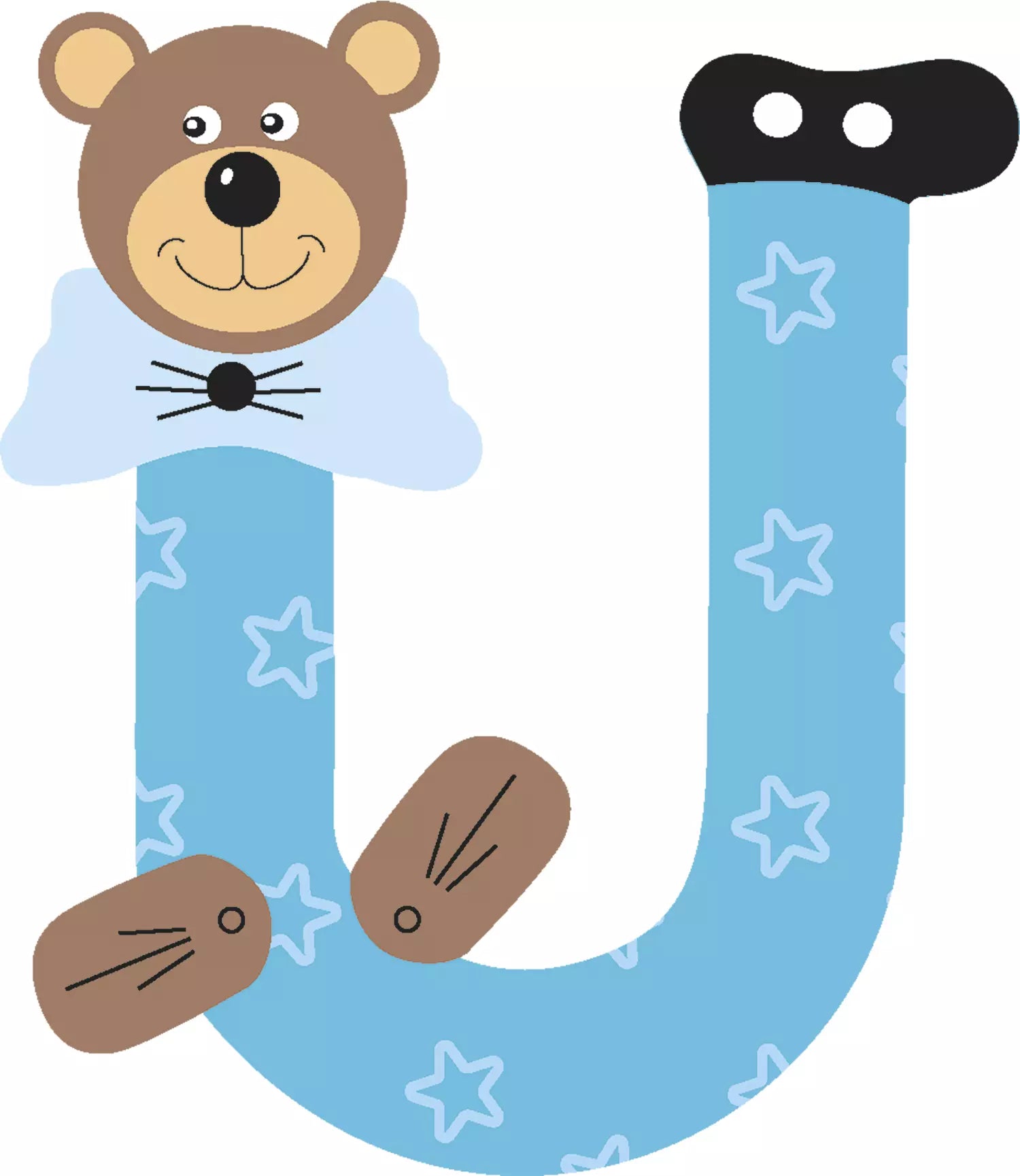 Lettre U de porte en bois - Ulysse couleurs d'enfance