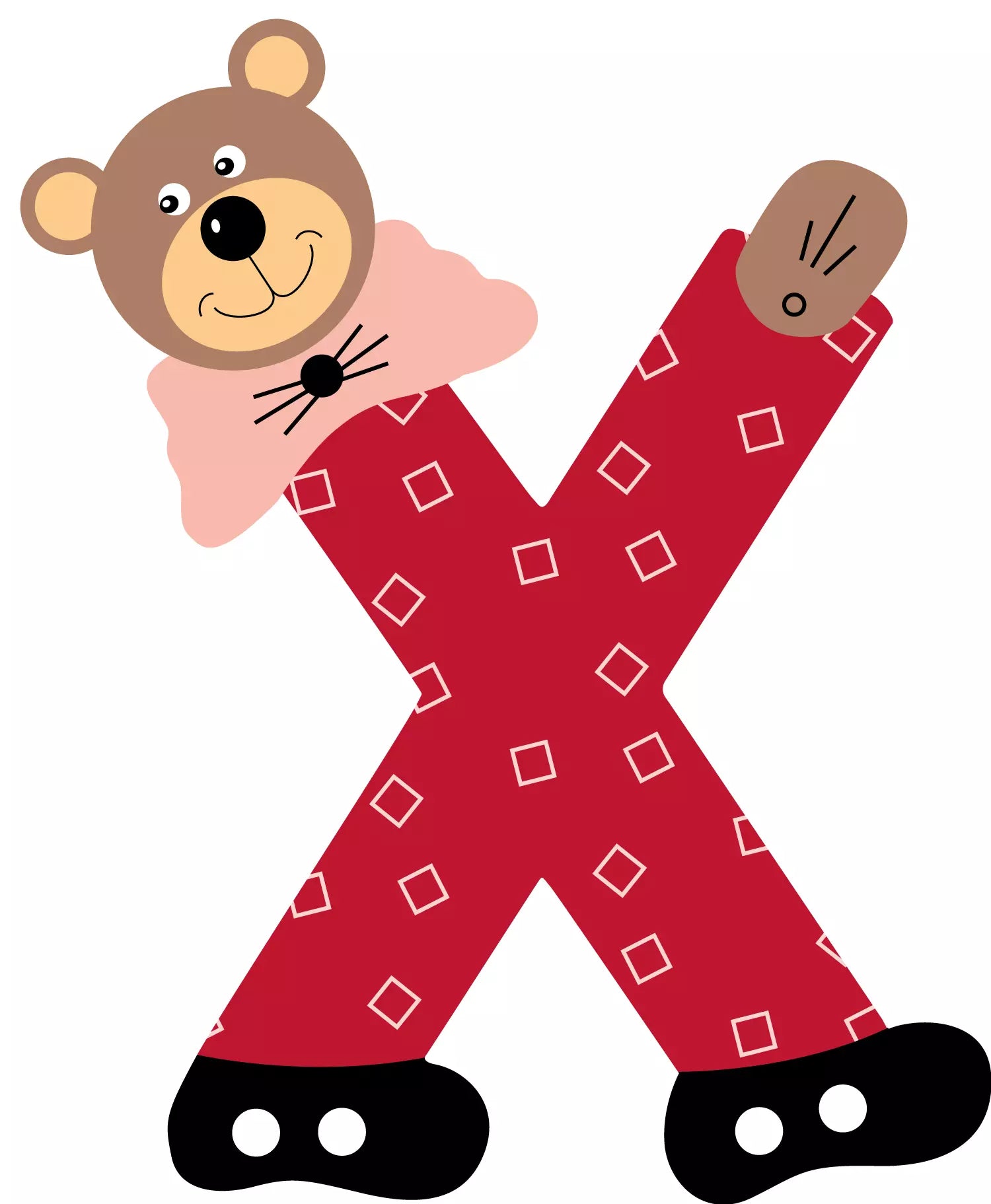 Lettre X de porte en bois - Ulysse couleurs d'enfance