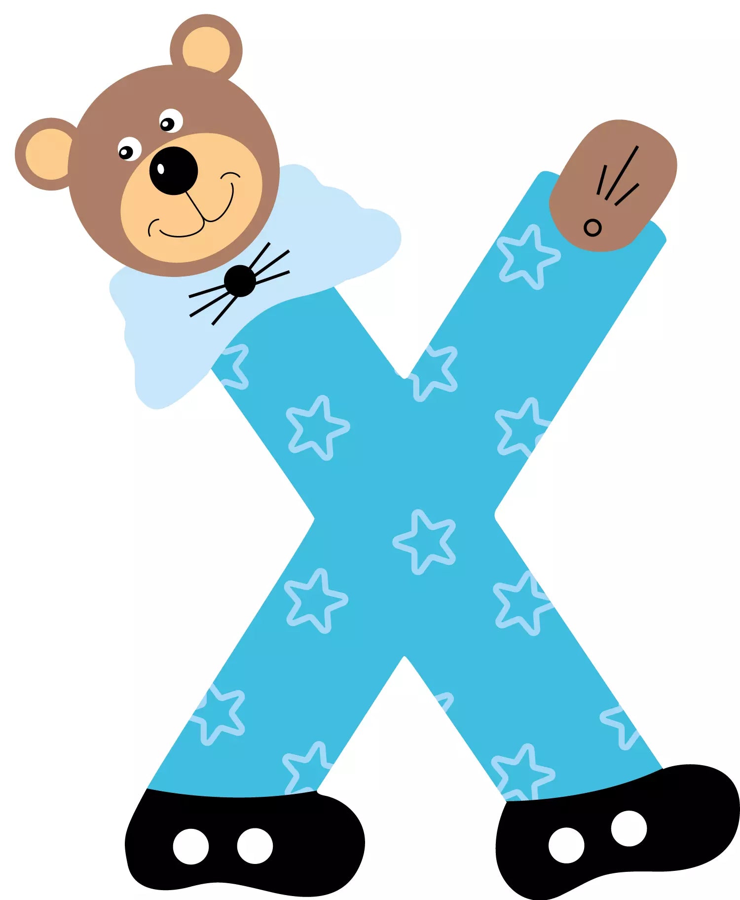 Lettre X de porte en bois - Ulysse couleurs d'enfance