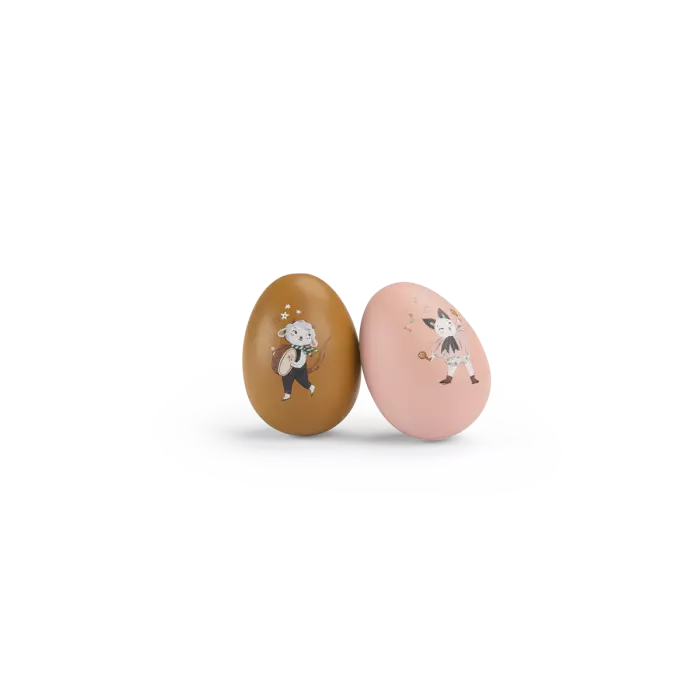 Lot de 2 oeufs maracas en bois après la pluie - Moulin roty
