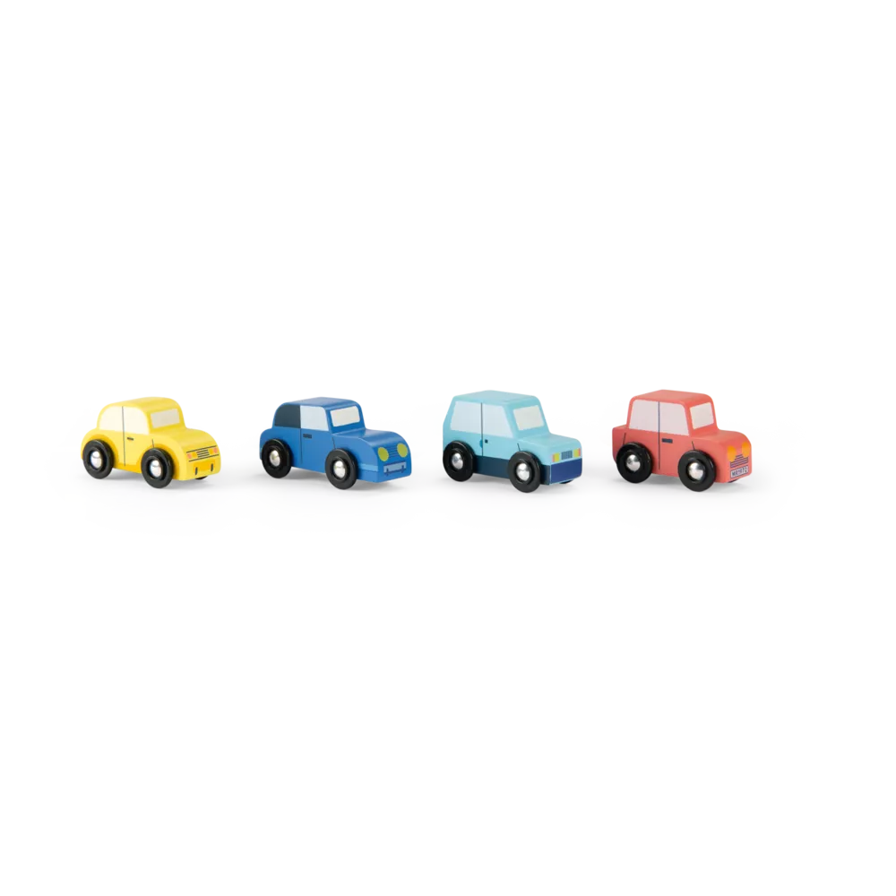 Lot de 4 voitures en bois avenue du moulin - Moulin roty