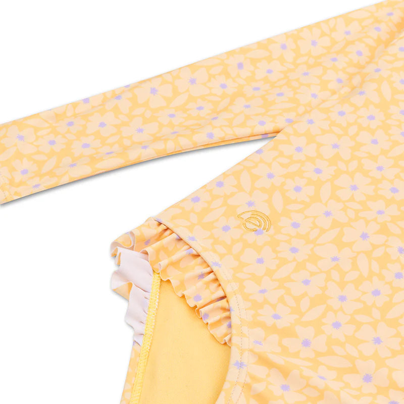 Maillot de bain fille ML jaune fleuri UV50+ - Swim essentials