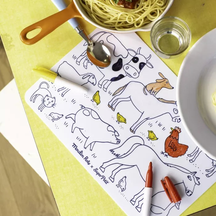 Mini set de table à colorier La ferme - Moulin roty