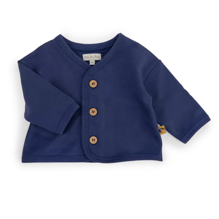 Nico cardigan molleton bleu jungle - Moulin roty