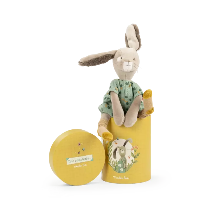 Peluche lapin sauge en boite trois petits lapins - Moulin roty