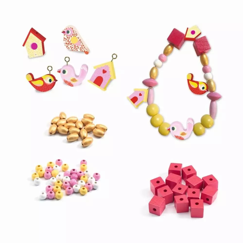 Perles en bois oiseaux - Djeco