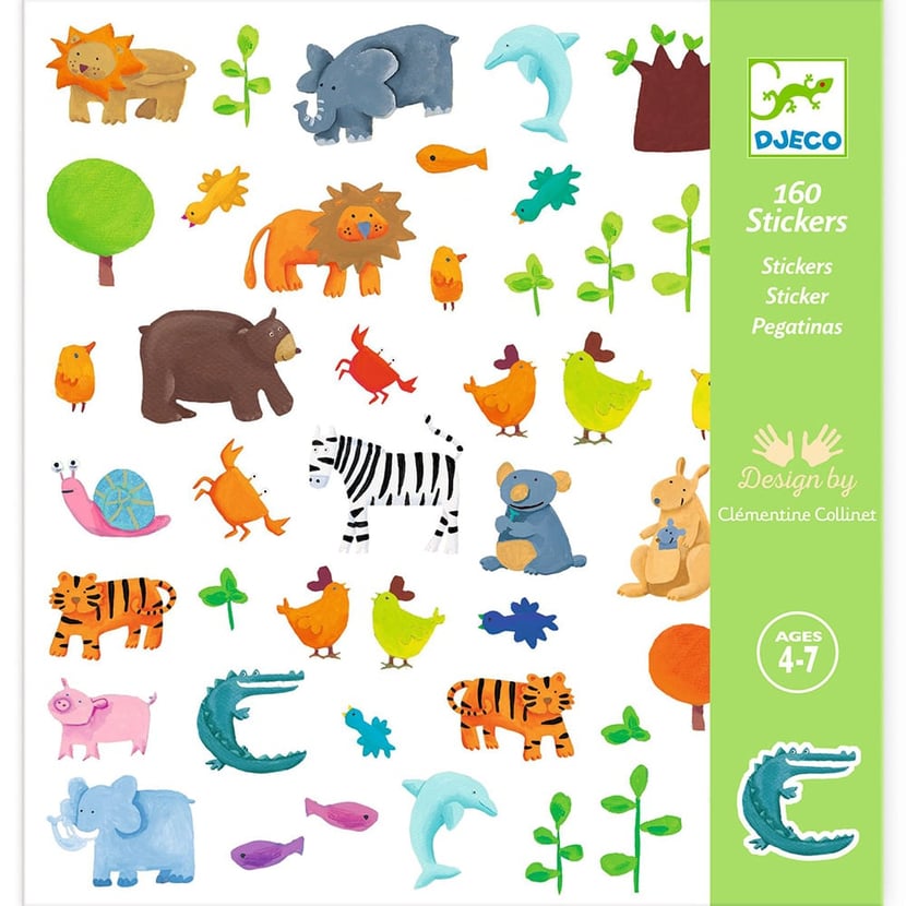 Planche de 160 stickers animaux - Djeco