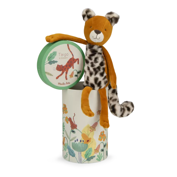Peluche en boite léopard Taïgo la forêt de mawa - Moulin roty