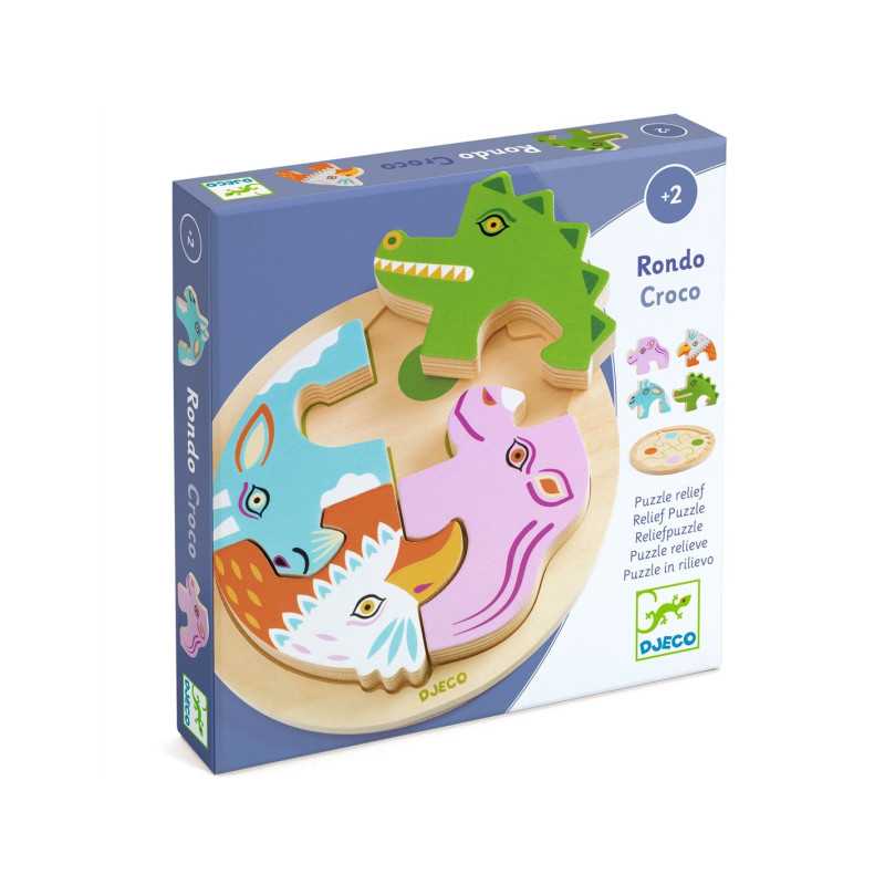 Puzzle en bois relief Rondo croco - Djeco