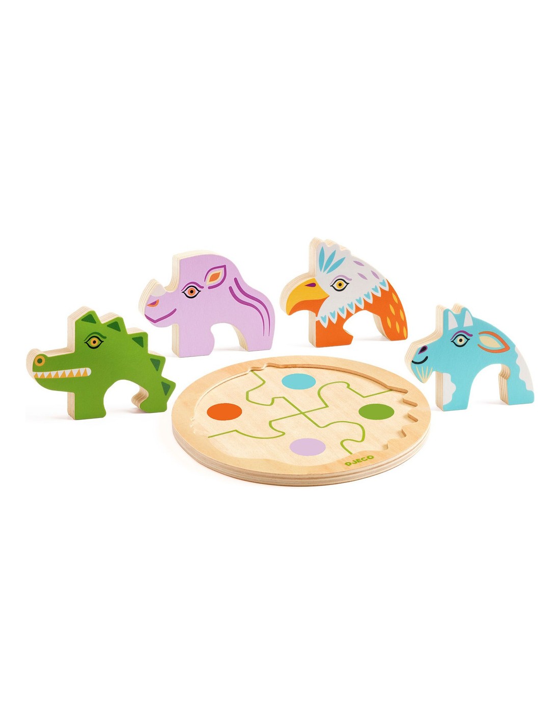 Puzzle en bois relief Rondo croco - Djeco