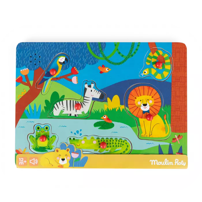 Puzzle sonore en bois animaux Les toupitis - Moulin  roty