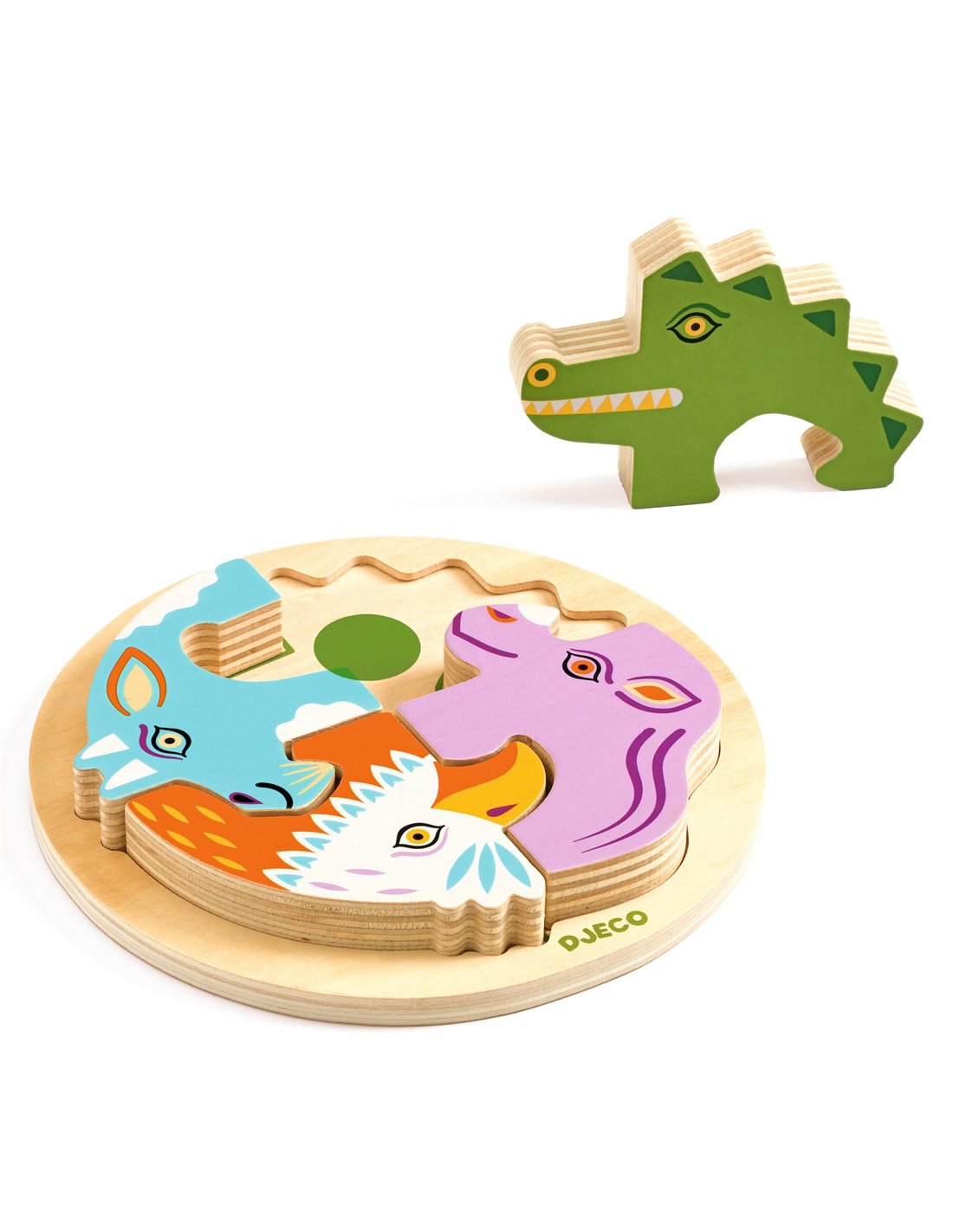 Puzzle en bois relief Rondo croco - Djeco