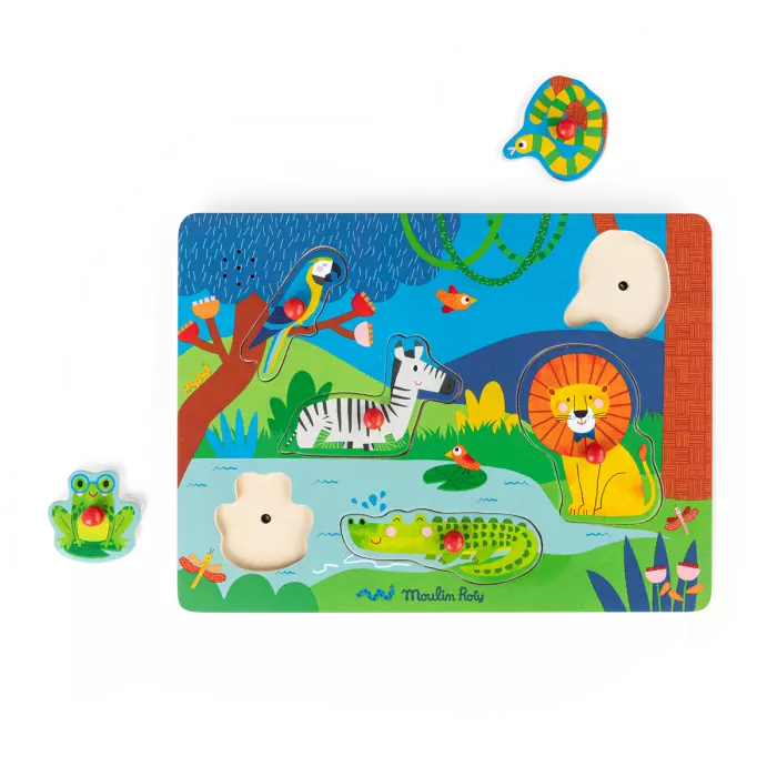 Puzzle sonore en bois animaux Les toupitis - Moulin  roty