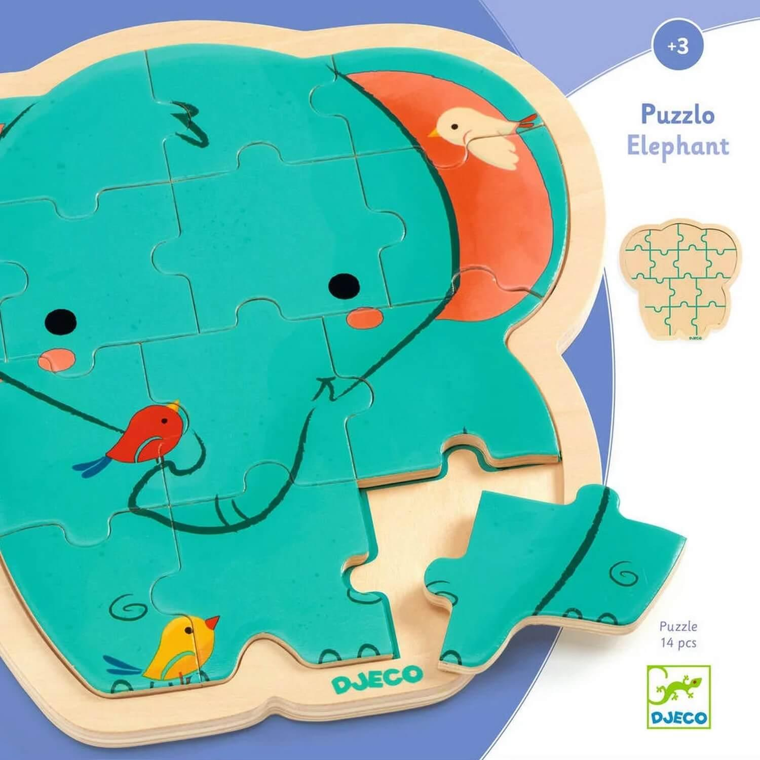 Puzzlo éléphant bois 14 pcs - Djeco