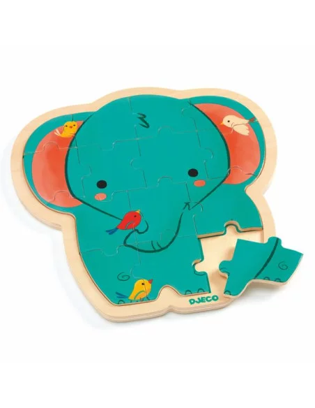 Puzzlo éléphant bois 14 pcs - Djeco