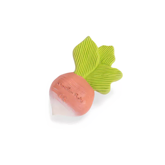 Jouet radis de dentition en caoutchouc naturel trois petits lapins - moulin roty