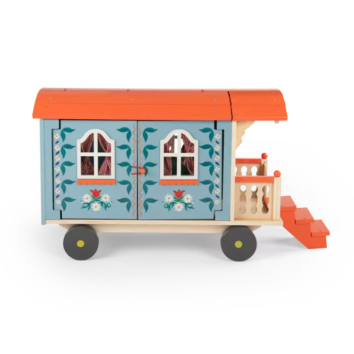 Roulotte en bois avec accessoires Les Minouchkas - Moulin roty