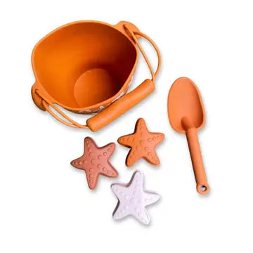 Seau de plage silicone orange étoile de mer - swim essentials