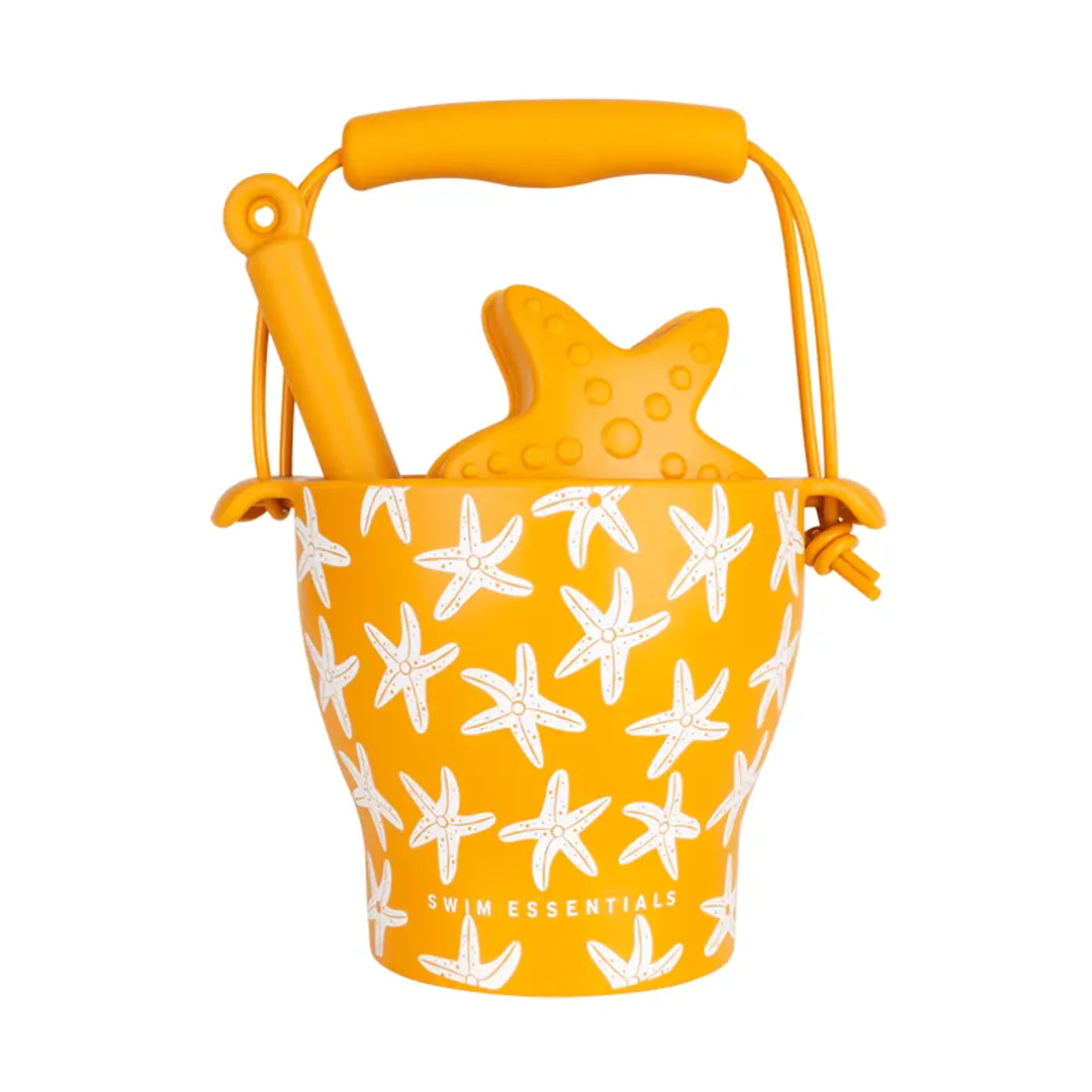 Seau de plage silicone orange étoile de mer - swim essentials
