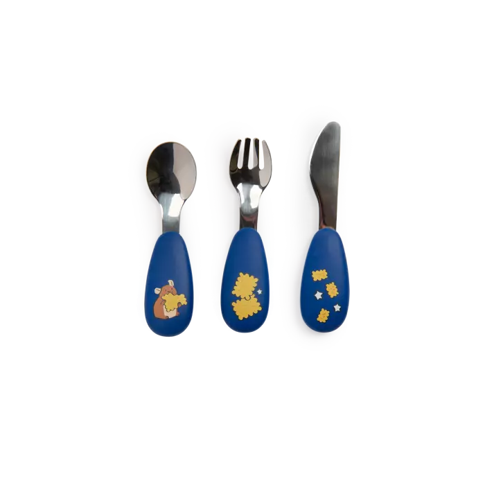 Set de 3 couvert poingée en silicone Puce & Pilou - Moulin roty