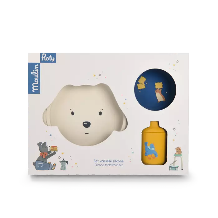 Coffret vaisselle silicone alimentaire Puce & Pilou - Moulin roty