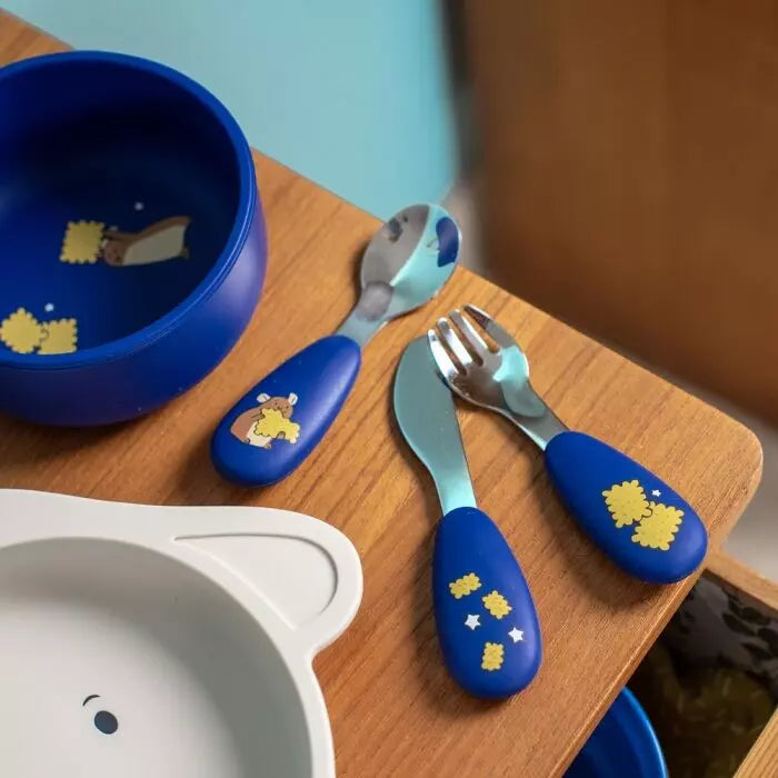 Set de 3 couvert poingée en silicone Puce & Pilou - Moulin roty