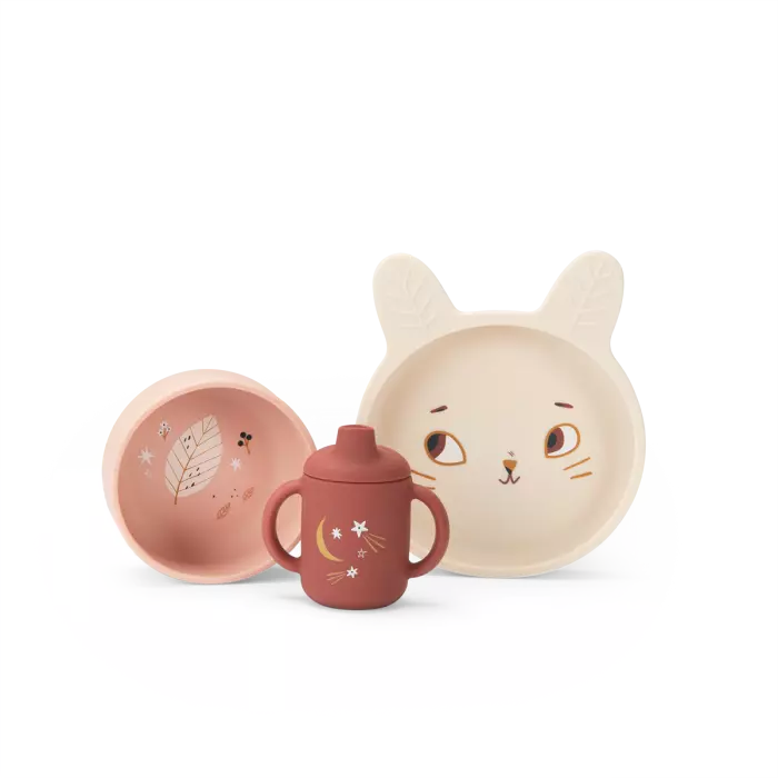 Coffret vaisselle silicone alimentaire Après la pluie - Moulin roty