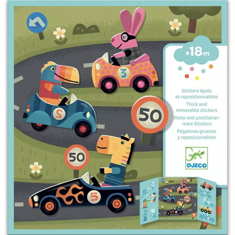 Stickers épais repositionnable voitures - Djeco