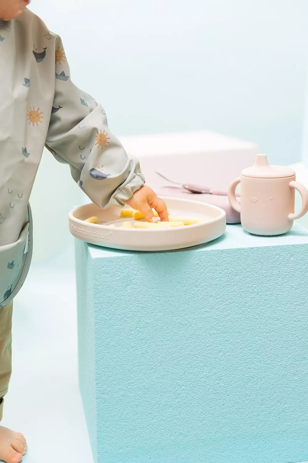 Bavoir à manche longue origami - the cotton cloud