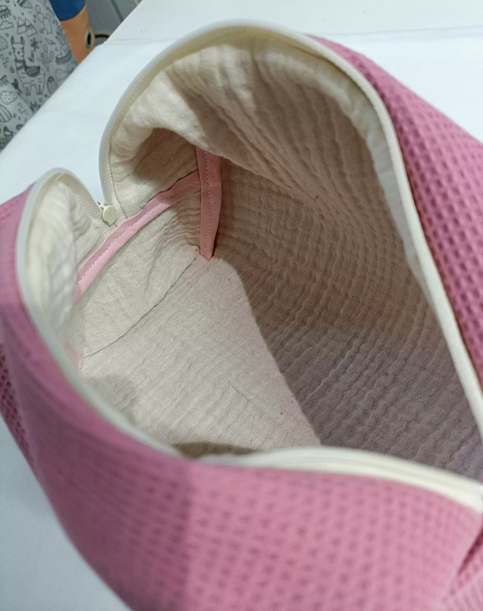 Trousse de toilette vieux rose fait main - L'Atelier Dyloma