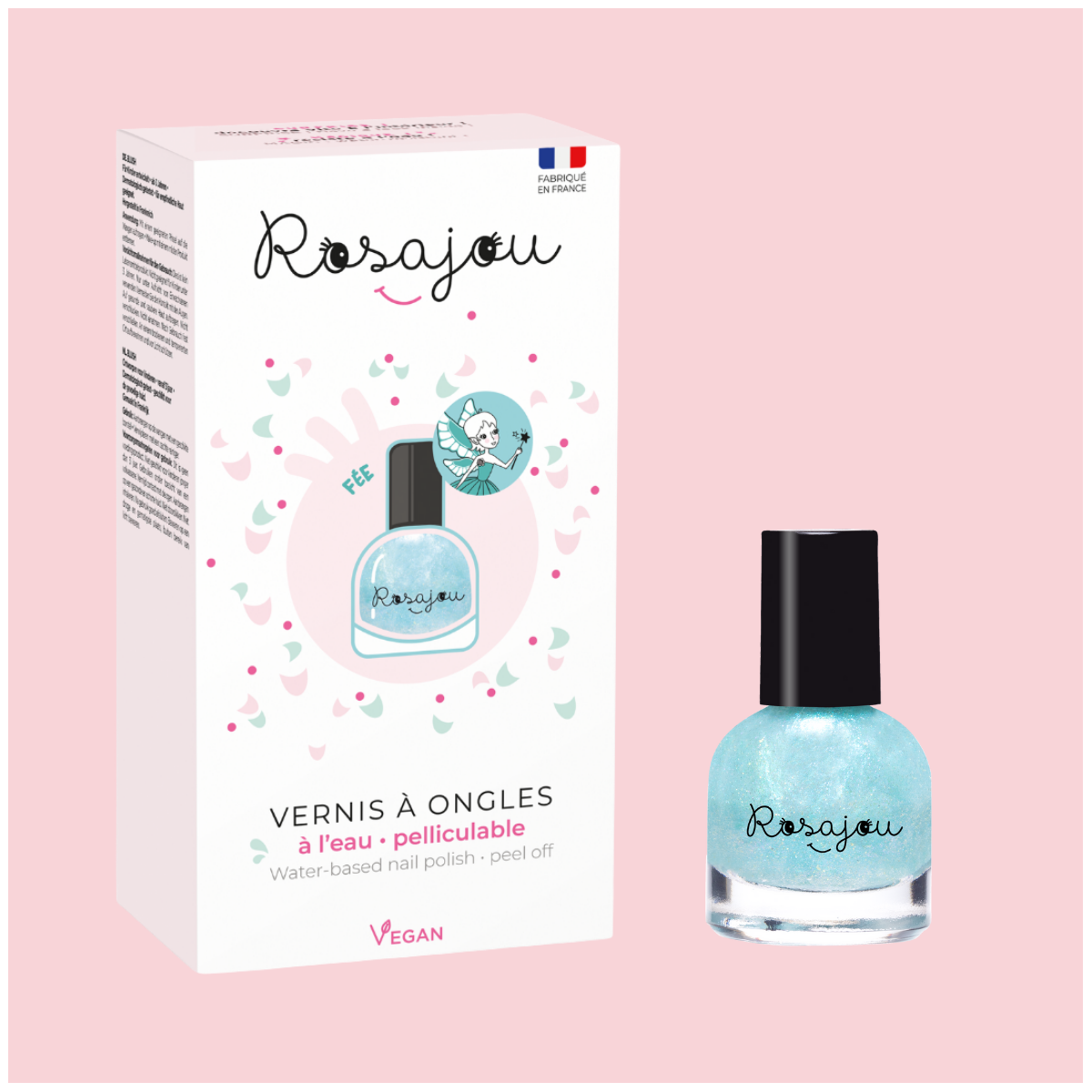 Vernis à ongle à l'eau et pelliculable vert "Lagon" - Rosajou